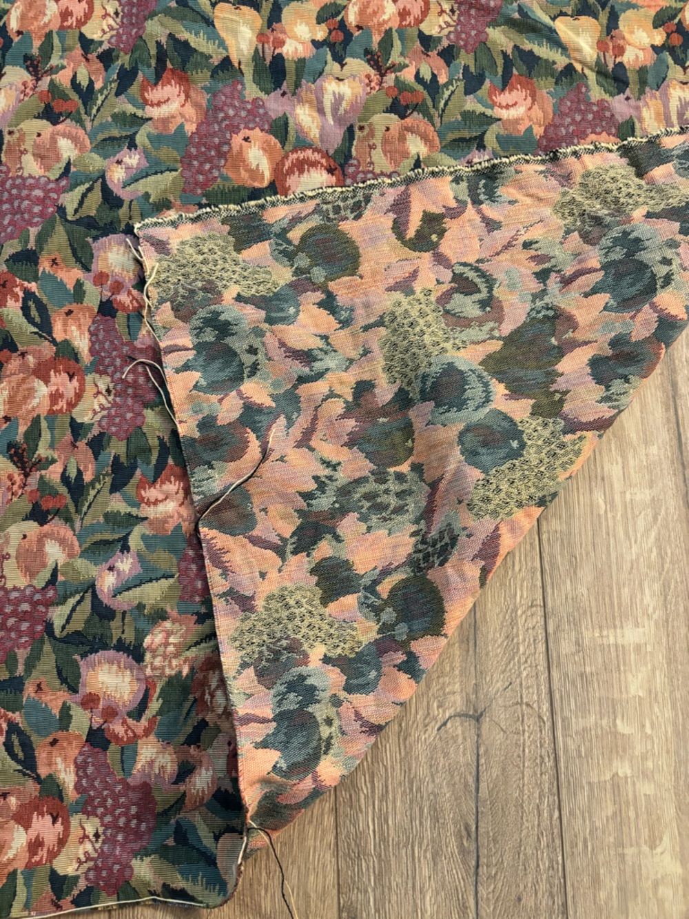 Large Woven Floral Tapestry Fabric Yardage Pink Green Botanical 56 x 78 Wall Art - Picture 6 of 8